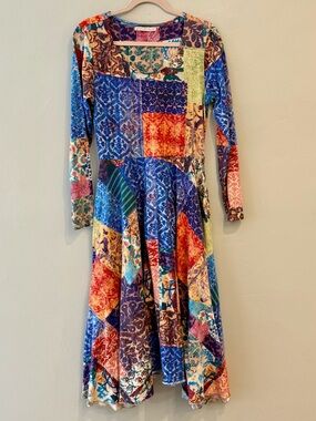 Peruvian Connection Patchwork Maxi Dress, Size  Medium